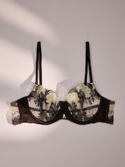 Chocolate Brown - Swiss Designed Embroidered Silk Bra - Larawan 7 ng 10