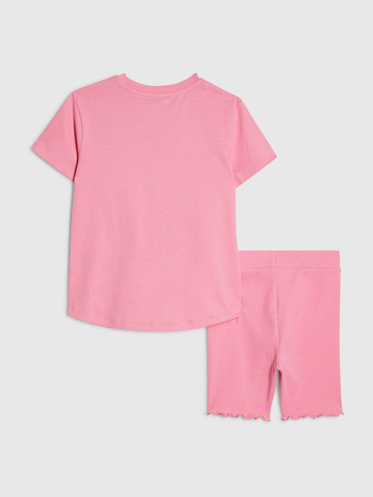 River Island Pink Necklace T-Shirt & Cycle Shorts Set - Image 2 of 5 River Island Pink Necklace T-Shirt & Cycle Shorts Set - Image 2 of 5
