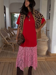 Never Fully Dressed Red Red and Pink Cara T-Shirt Dress - Image 2 of 4