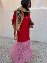 Never Fully Dressed Red Red and Pink Cara T-Shirt Dress - Image 3 of 4