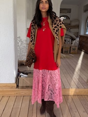 Never Fully Dressed Red Red and Pink Cara T-Shirt Dress - Image 4 of 4