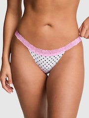 Victoria's Secret Pink White Polka Dots G-String Lace Trim Knickers - Image 1 of 2