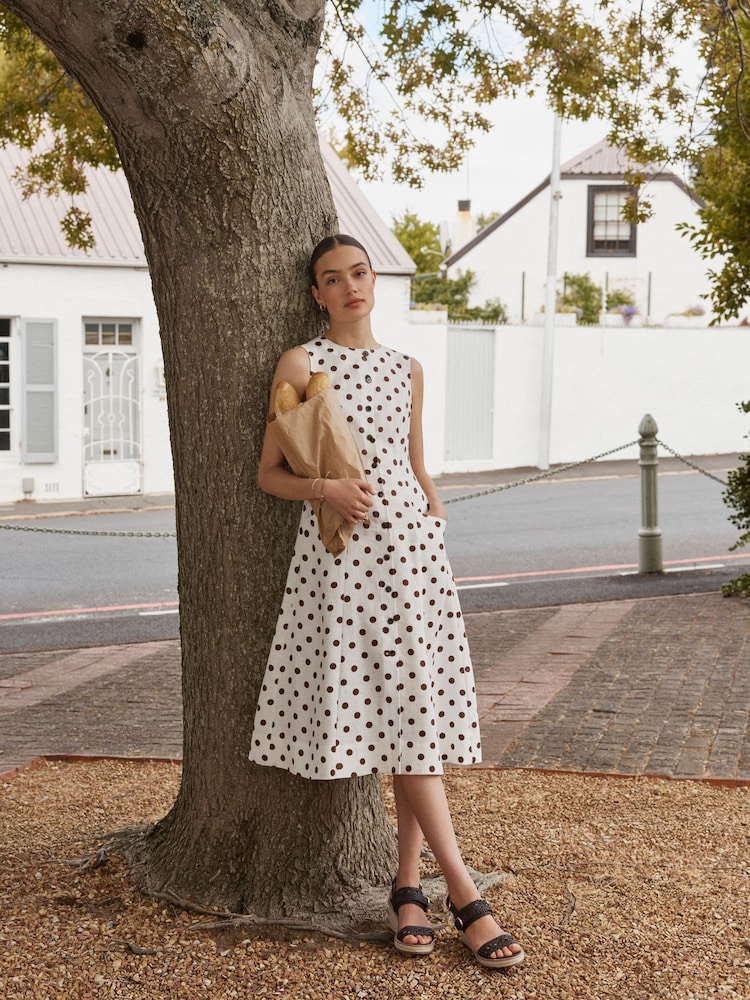 brown and white linen dress Crystal 17