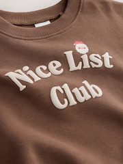 Brown Christmas Slogan Crew Neck Sweatshirt (3mths-7yrs) - Image 6 of 8