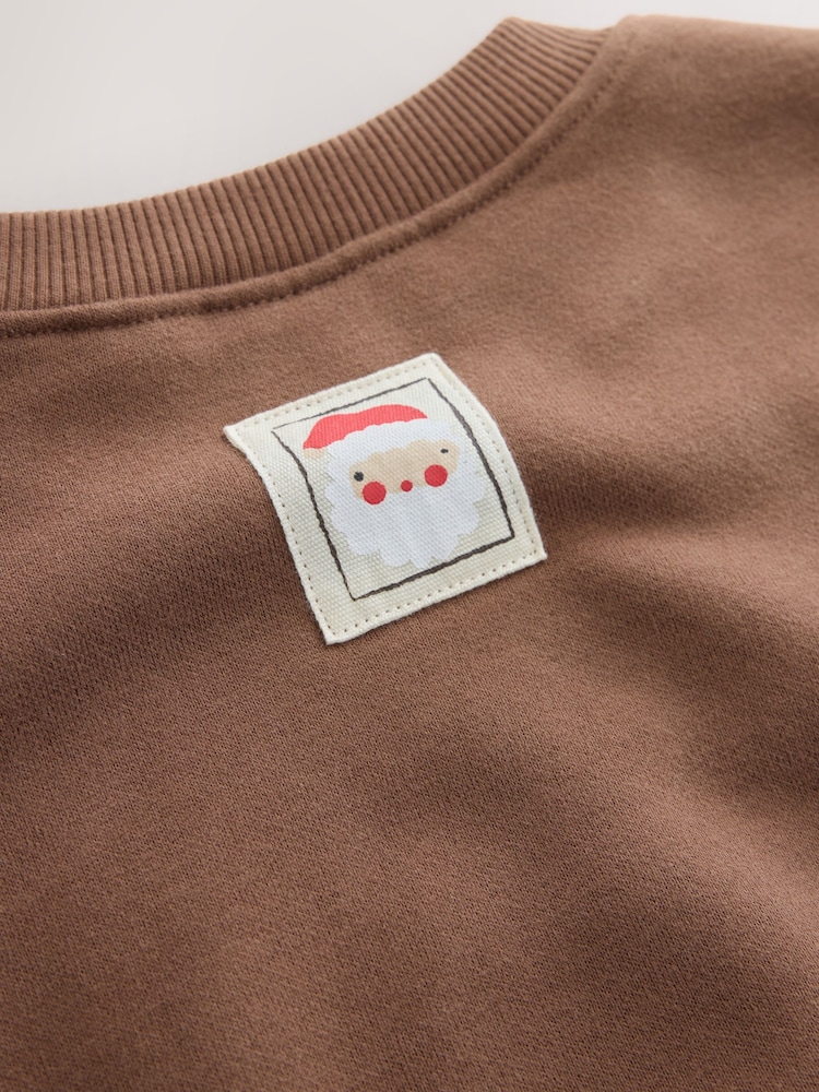 Brown Christmas Slogan Crew Neck Sweatshirt (3mths-7yrs) - Image 8 of 8 Brown Christmas Slogan Crew Neck Sweatshirt (3mths-7yrs) - Image 8 of 8