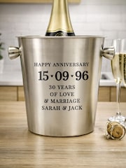 Personalised Personalised Anniversary Stainless Steel Ice Bucket Gift Set by PMC - Image 1 of 3