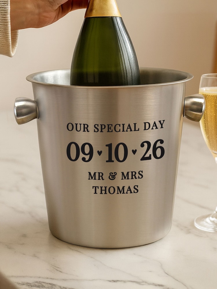 Personalised Personalised Anniversary Stainless Steel Ice Bucket Gift Set by PMC - Image 3 of 3
