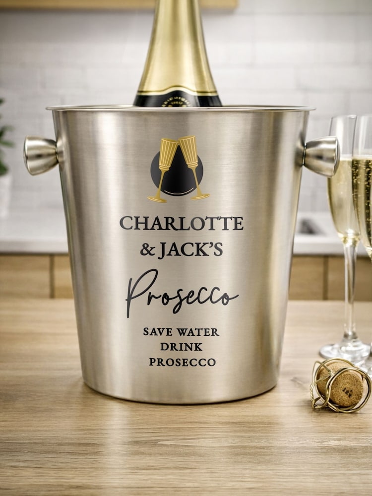 Personalised Personalised Flute Stainless Steel Ice Bucket Gift Set by PMC - Image 1 of 3