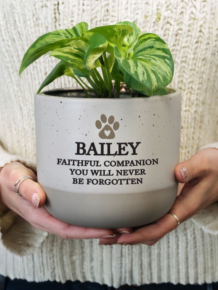 Personalised Personalised Pet Memorial Flecked Plant Pot by PMC - Image 2 of 3