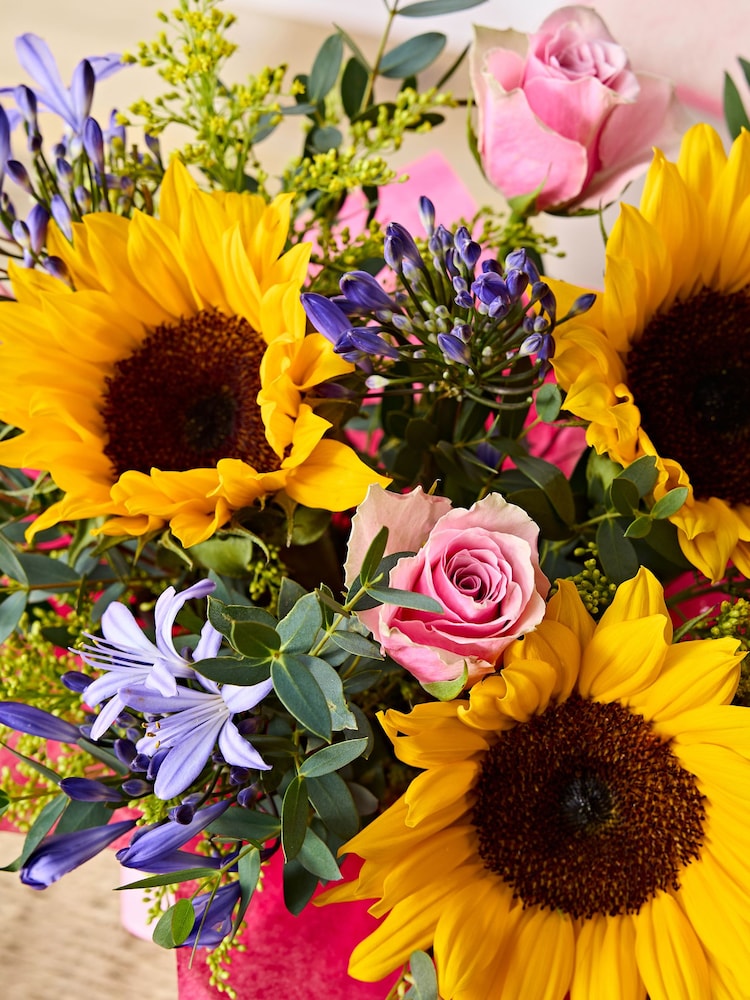 Sunflower and Agapanthus Summer Flower Bouquet in Gift Bag - Image 2 of 4