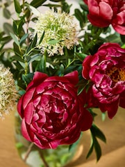 Red Peonies and Allium Flower Bouquet in Gift Bag - Image 2 of 4