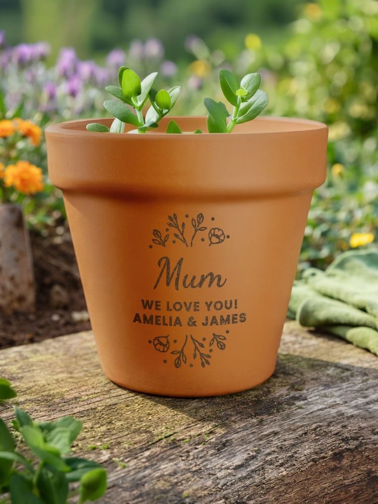 Personalised Personalised Floral Terracotta Plant Pot by PMC - Image 2 of 4