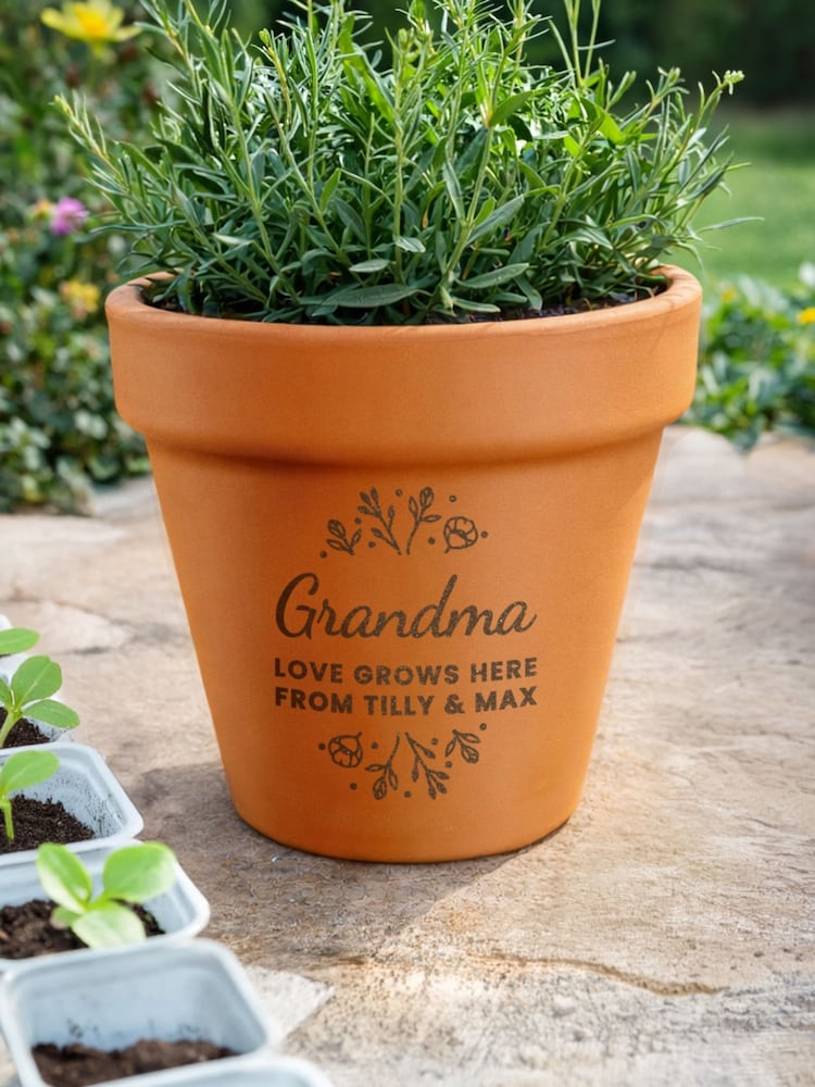 Personalised Personalised Floral Terracotta Plant Pot by PMC - Image 4 of 4