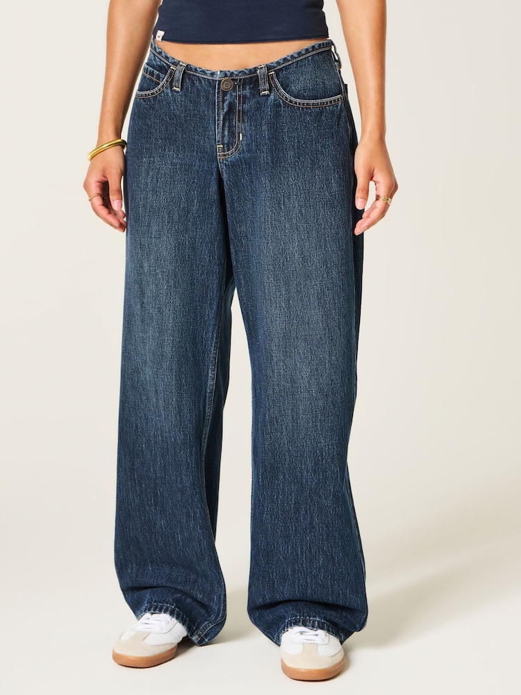 Hollister Blue Ultra Low Rise Baggy Jeans - Image 1 of 3