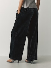 Black Wide Leg Floral Embossed Trousers - Image 4 of 7