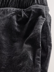 Black Wide Leg Floral Embossed Trousers - Image 6 of 7