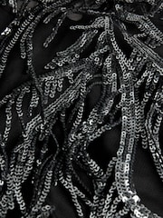 Black/Silver Tassel Embellished Long Sleeved Cape Top - Image 8 of 9