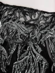 Black/Silver Tassel Embellished Long Sleeved Cape Top - Image 9 of 9