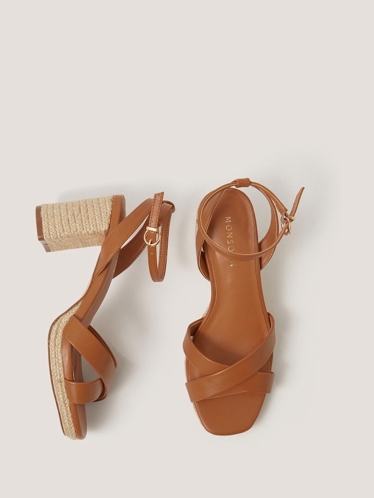 Monsoon Brown Dafne Espadrille Platform Sandals - Image 1 of 3 Monsoon Brown Dafne Espadrille Platform Sandals - Image 1 of 3