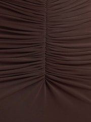 Club L London Brown Premiere Boat-Neck Maxi Dress With Cape Sleeves And Open-Back - Image 6 of 6
