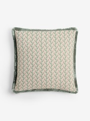 Sage Green/Pink 50 x 50cm Trailing Floral Fringe Cushion - Image 2 of 2