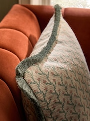Sage Green/Pink 50 x 50cm Trailing Floral Fringe Cushion - Image 3 of 5