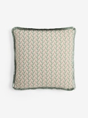 Sage Green/Pink 50 x 50cm Trailing Floral Fringe Cushion - Image 4 of 5
