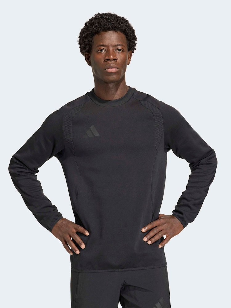 adidas Black Tiro Travel Crew Neck Sweatshirt - Image 1 of 7