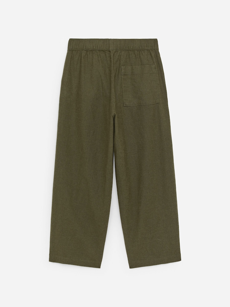 ARKET Green Pull-On Linen Blend Trousers - Image 2 of 3 ARKET Green Pull-On Linen Blend Trousers - Image 2 of 3
