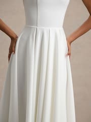 Club L London White Strappy Volume Hem Midi Dress - Image 6 of 6