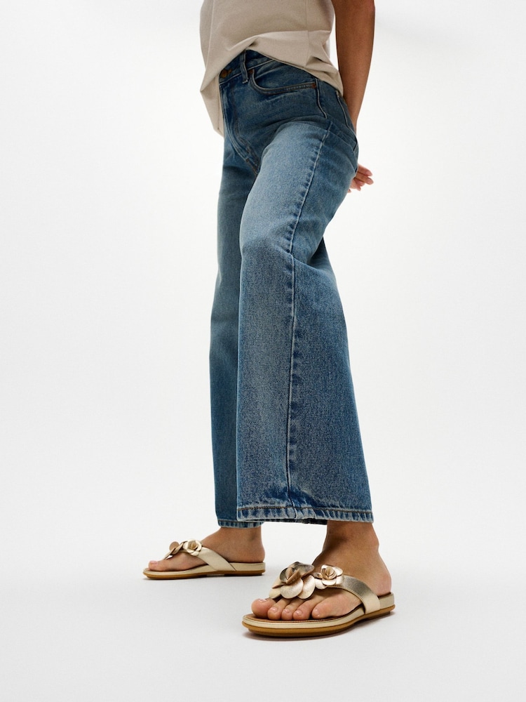 FitFlop Gold Gracie Flower Leather Flip Flops - Image 1 of 2 FitFlop Gold Gracie Flower Leather Flip Flops - Image 1 of 2