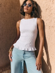 Friends Like These Ivory Shirred Sleeveless Top - Image 2 of 4