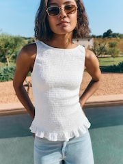Friends Like These Ivory Shirred Sleeveless Top - Image 3 of 4