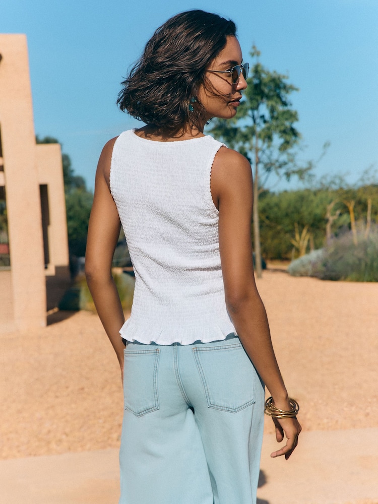 Friends Like These Ivory Shirred Sleeveless Top - Image 4 of 4 Friends Like These Ivory Shirred Sleeveless Top - Image 4 of 4
