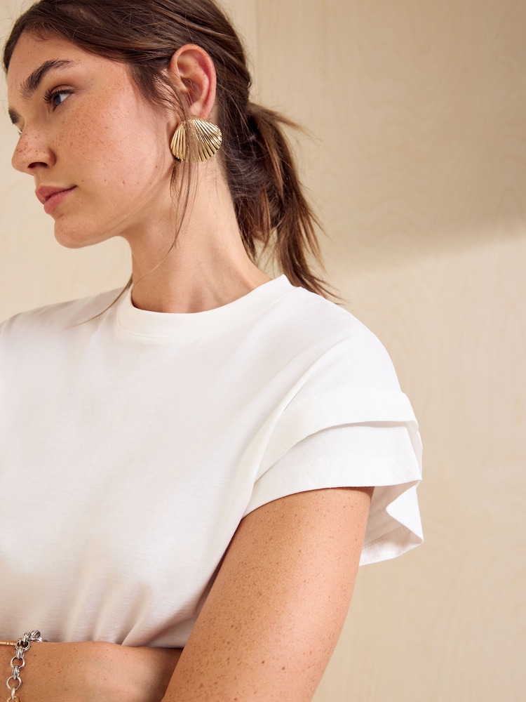 Friends Like These Ivory Tuck Detail T-Shirt - Image 2 of 5 Friends Like These Ivory Tuck Detail T-Shirt - Image 2 of 5