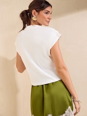 Friends Like These Ivory Tuck Detail T-Shirt - Image 5 of 5