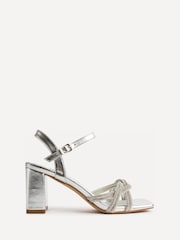 Linzi Silver Gemini Diamante Block Heeled Sandals - Image 2 of 6