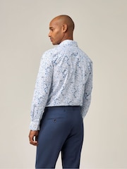 Skopes Blue Luxury Cotton Tailored Fit Formal Floral Design Shirt - Image 2 of 7