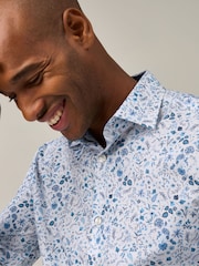 Skopes Blue Luxury Cotton Tailored Fit Formal Floral Design Shirt - Image 4 of 7