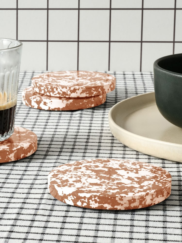 Curateology Set of 8 Caramel and White Rock Coasters - Image 3 of 3
