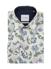 Skopes Green Luxury Cotton Tailored Fit Formal Floral Design Shirt - Image 4 of 4