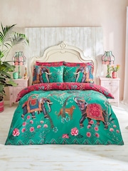 Joe Browns Green or Pink Wonderful Wanderlust Cotton Reversible Duvet Cover and Pillowcase Set - Image 1 of 6