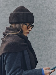 Chocolate Brown Ribbed Beanie Hat - Image 1 of 5