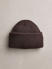 Chocolate Brown Ribbed Beanie Hat - Image 3 of 5