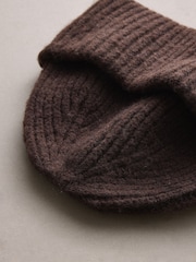Chocolate Brown Ribbed Beanie Hat - Image 5 of 5
