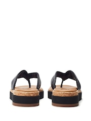 Moda in Pelle Black Kadence Leather Toe Post Low Wedge Sandals - Image 3 of 4