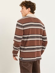 FatFace Brown Long Sleeve Stripe Rugby T-Shirt - Image 2 of 6