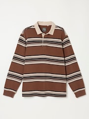 FatFace Brown Long Sleeve Stripe Rugby T-Shirt - Image 6 of 6