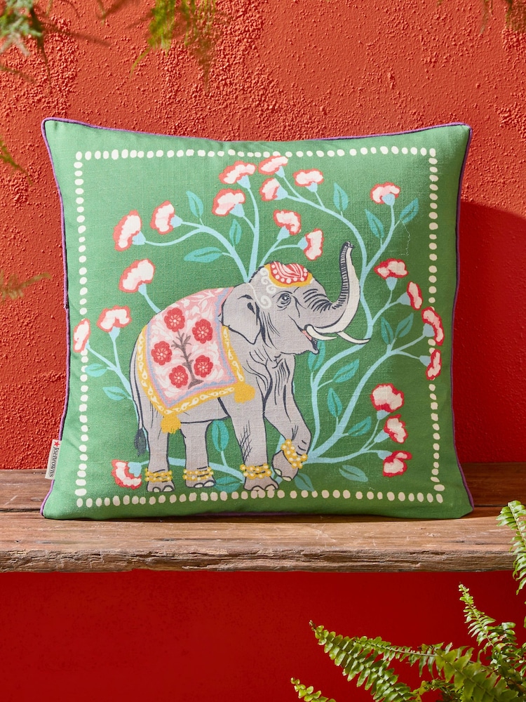 Joe Browns Aqua Beautifully Bold Reversible Garden Cushion - Image 1 of 7