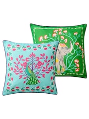 Joe Browns Aqua Beautifully Bold Reversible Garden Cushion - Image 5 of 7